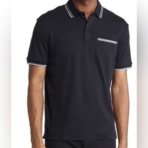 BOSS Hugo Boss Mens Polo Shirt Black Pima Cotton Regular Fit Size L